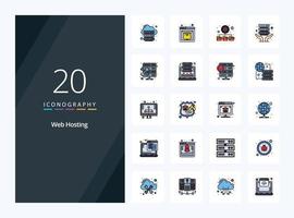 20 Web Hosting line Filled icon for presentation vector