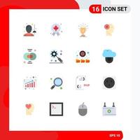 16 Thematic Vector Flat Colors and Editable Symbols of mark head award failure first Editable Pack of Creative Vector Design Elements