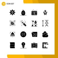 Pictogram Set of 16 Simple Solid Glyphs of idea business banking bulb money Editable Vector Design Elements