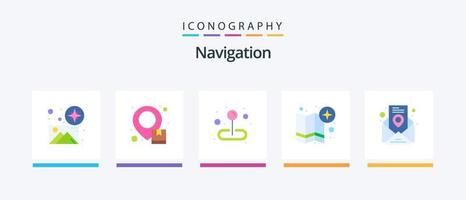 paquete de iconos de 5 planos de navegación que incluye pin. ubicación. ubicación. destino. mapa. diseño de iconos creativos vector