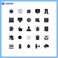 Editable Vector Line Pack of 25 Simple Solid Glyphs of app clothes target baby project Editable Vector Design Elements