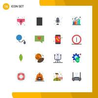 Group of 16 Flat Colors Signs and Symbols for web education recording loss downfall Editable Pack of Creative Vector Design Elements