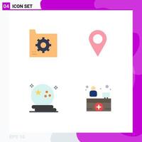 Pack of 4 Modern Flat Icons Signs and Symbols for Web Print Media such as connect halloween document marker night Editable Vector Design Elements