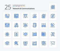 Network And Communications 25 Blue Color icon pack including share. code. website. performance. dashboard vector