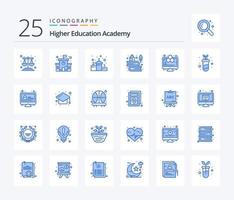 Academy 25 Blue Color icon pack including study. computer. success. analytics. history vector