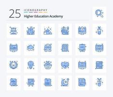 Academy 25 Blue Color icon pack including study. computer. success. analytics. history vector