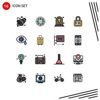 16 User Interface Flat Color Filled Line Pack of modern Signs and Symbols of laser correction dead study lock Editable Creative Vector Design Elements