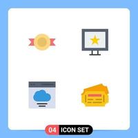 Stock Vector Icon Pack of 4 Line Signs and Symbols for label user cinema cloud ticket Editable Vector Design Elements