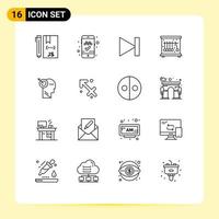 paquete de iconos de vector de stock de 16 signos y símbolos de línea para elementos de diseño de vector editables de ciencia física final de flecha de precisión