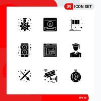 9 Universal Solid Glyph Signs Symbols of watch application help app irish Editable Vector Design Elements