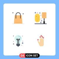 conjunto de 4 iconos modernos de la interfaz de usuario símbolos signos para la celebración de regreso a la escuela vacaciones baño educación elementos de diseño vectorial editables vector