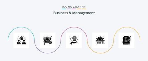 Business And Management Glyph 5 Icon Pack Including clipboard. working. coverage. process. management vector