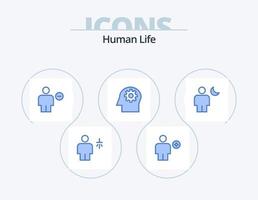 paquete de iconos azul humano 5 diseño de iconos. mente. cabeza. favorito. menos. borrar vector