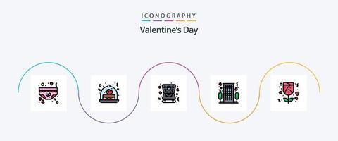 Valentines Day Line Filled Flat 5 Icon Pack Including romantic. love. gift. hotel. wedding vector
