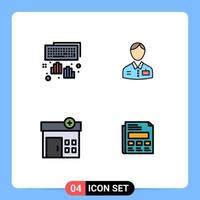 Modern Set of 4 Filledline Flat Colors Pictograph of hands medical typing doorman house Editable Vector Design Elements