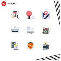 Set of 9 Modern UI Icons Symbols Signs for file wifi location iot internet Editable Vector Design Elements