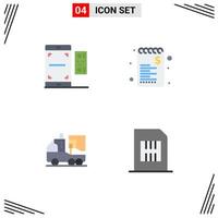 User Interface Pack of 4 Basic Flat Icons of code artificial smartphone list digital Editable Vector Design Elements