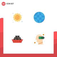 Pictogram Set of 4 Simple Flat Icons of sun ship automation equipment battery Editable Vector Design Elements