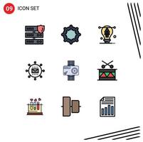 paquete de iconos de vectores de stock de 9 signos y símbolos de línea para el diseño de cámaras digitales elementos de diseño de vectores editables de medios de promoción