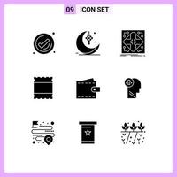 Set of 9 Modern UI Icons Symbols Signs for finance maximize eid layout matrix Editable Vector Design Elements