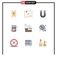 Modern Set of 9 Flat Colors Pictograph of interaction apps learning app plumbing Editable Vector Design Elements