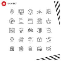 25 Universal Lines Set for Web and Mobile Applications vehicles rickshaw roller china skin Editable Vector Design Elements