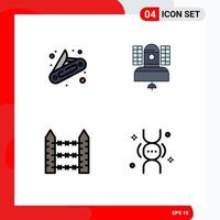 4 Universal Filledline Flat Colors Set for Web and Mobile Applications camping protection satellite communication signaling Editable Vector Design Elements