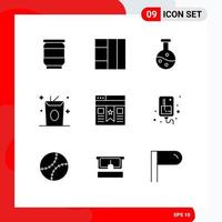 User Interface Pack of 9 Basic Solid Glyphs of infusion website drink ui bookmark Editable Vector Design Elements