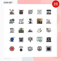 conjunto de pictogramas de 25 colores planos de línea llena simple de elementos de diseño de vector editables de marco de clúster vivo complejo