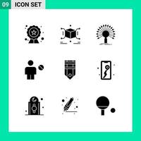 Modern Set of 9 Solid Glyphs and symbols such as human body data blocked retrieval Editable Vector Design Elements