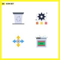 4 Creative Icons Modern Signs and Symbols of recycle been location setting server browser Editable Vector Design Elements