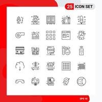 Modern Set of 25 Lines Pictograph of coding shopping education gift box Editable Vector Design Elements