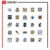 Pictogram Set of 25 Simple Filled line Flat Colors of computer storage jewelry sd travel Editable Vector Design Elements