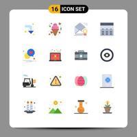 conjunto de 16 iconos de interfaz de usuario modernos signos de símbolos para encabezado de imagen oferta de comunicación de san valentín paquete editable de elementos de diseño de vectores creativos