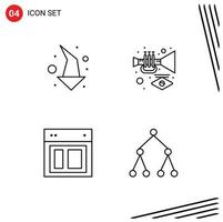 Line Pack of 4 Universal Symbols of arrow layout down carnival web Editable Vector Design Elements