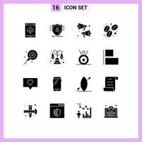 Universal Icon Symbols Group of 16 Modern Solid Glyphs of sperms food safety coffee speaker Editable Vector Design Elements