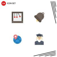 Modern Set of 4 Flat Icons and symbols such as calm internet alarm location education Editable Vector Design Elements