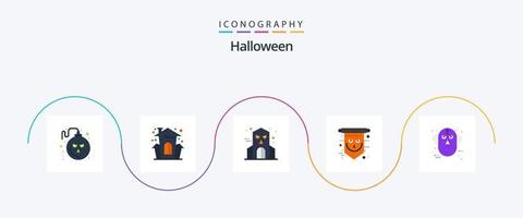 paquete de iconos de halloween flat 5 que incluye halloween. escalofriante. Víspera de Todos los Santos. cráneo. Víspera de Todos los Santos vector