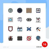 16 Creative Icons Modern Signs and Symbols of data video bread presentation conference Editable Creative Vector Design Elements