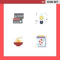 Set of 4 Commercial Flat Icons pack for direct payment noodle debit calculate china Editable Vector Design Elements