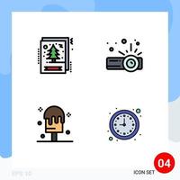 paquete de iconos vectoriales de stock de 4 signos y símbolos de línea para elementos de diseño vectorial editables de reloj de proyector de Navidad de verano de tarjeta vector