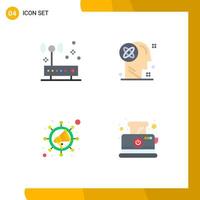 4 Universal Flat Icon Signs Symbols of connection marketing network processing viral Editable Vector Design Elements