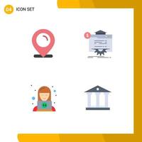 Mobile Interface Flat Icon Set of 4 Pictograms of location customer shopping globe technical Editable Vector Design Elements