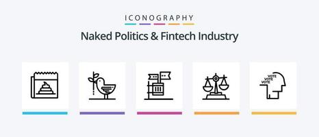 Naked Politics And Fintech Industry Line 5 Icon Pack Including european. brexit. fall. speaker. election. Creative Icons Design vector