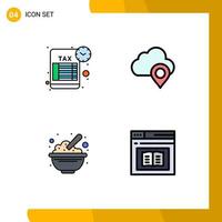 4 colores planos de línea de llenado de vectores temáticos y símbolos editables de elementos de diseño de vectores editables de avena de declaración de impuestos de cereales recordatorios