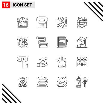 paquete de interfaz de usuario de 16 esquemas básicos del dispositivo de bloqueo de seguridad protección global proteger elementos de diseño de vectores editables