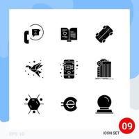 User Interface Pack of 9 Basic Solid Glyphs of camera origami wedding folded art Editable Vector Design Elements