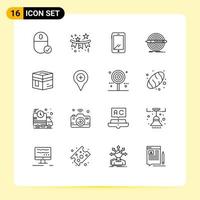 Pack of 16 Modern Outlines Signs and Symbols for Web Print Media such as pencil design star iphone mobile Editable Vector Design Elements