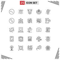 conjunto de 25 iconos modernos de ui símbolos signos para grabadora de sonido electrónica internet tierra proteger elementos de diseño vectorial editables vector