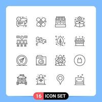 16 User Interface Outline Pack of modern Signs and Symbols of seats package lab optimization box Editable Vector Design Elements